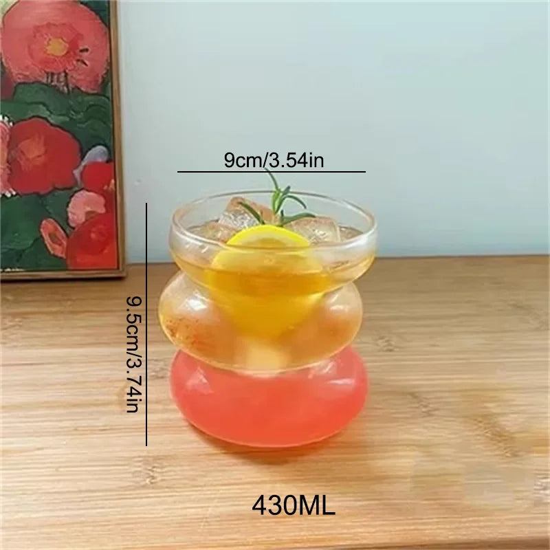 كوب المشروبات الزجاجي بتصميم بوهيمي