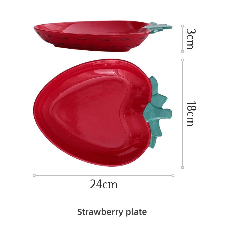 طبق سيراميك مرسوم يدويًا بتصميم فواكه 🍓