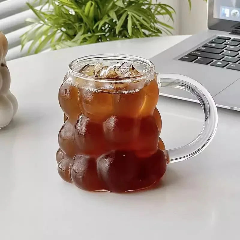كوب المشروبات الزجاجي بتصميم بوهيمي