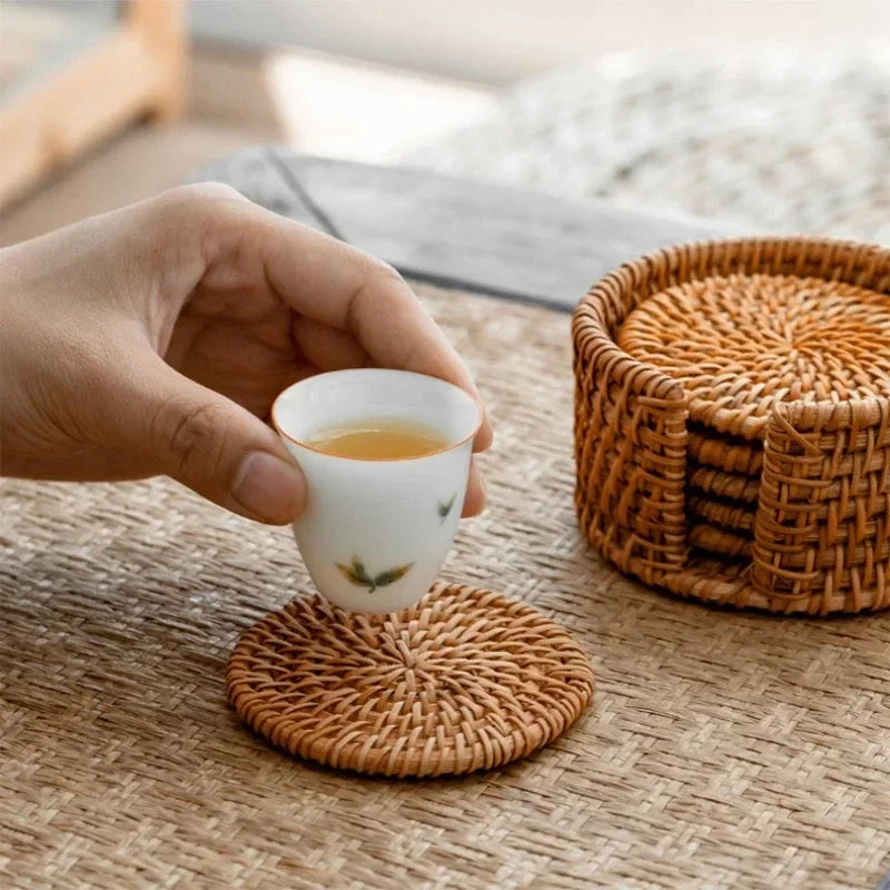 قاعدة أكواب من الخوص للمطبخ