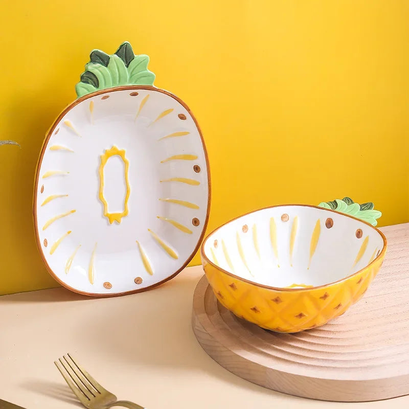 طبق سيراميك مرسوم يدويًا بتصميم فواكه 🍓
