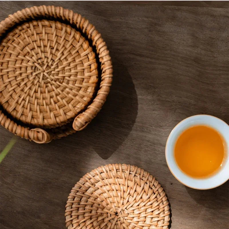 قاعدة أكواب من الخوص للمطبخ