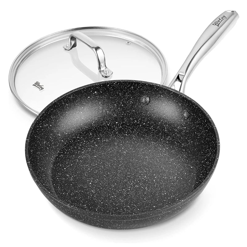 مقلاة غير لاصقة بغطاء ومقبض معدني 🍳