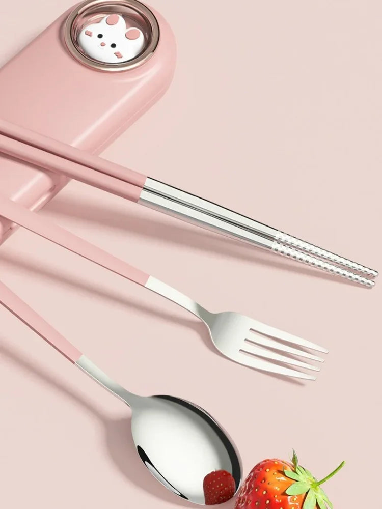 أدوات طعام من الستانلس للأطفال والطلاب 🍴