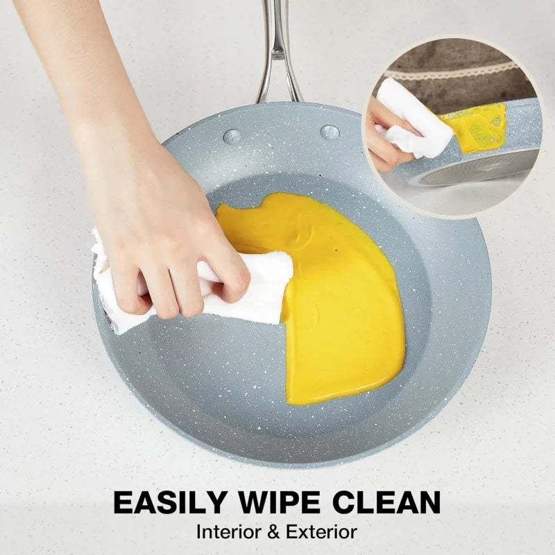 مقلاة غير لاصقة بغطاء ومقبض معدني 🍳