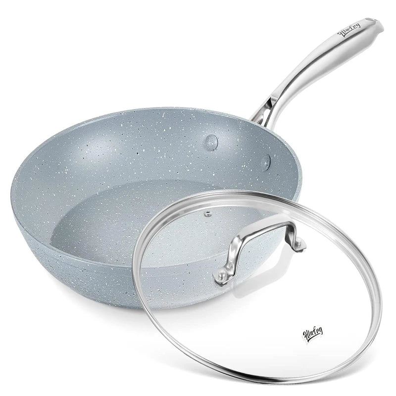 مقلاة غير لاصقة بغطاء ومقبض معدني 🍳