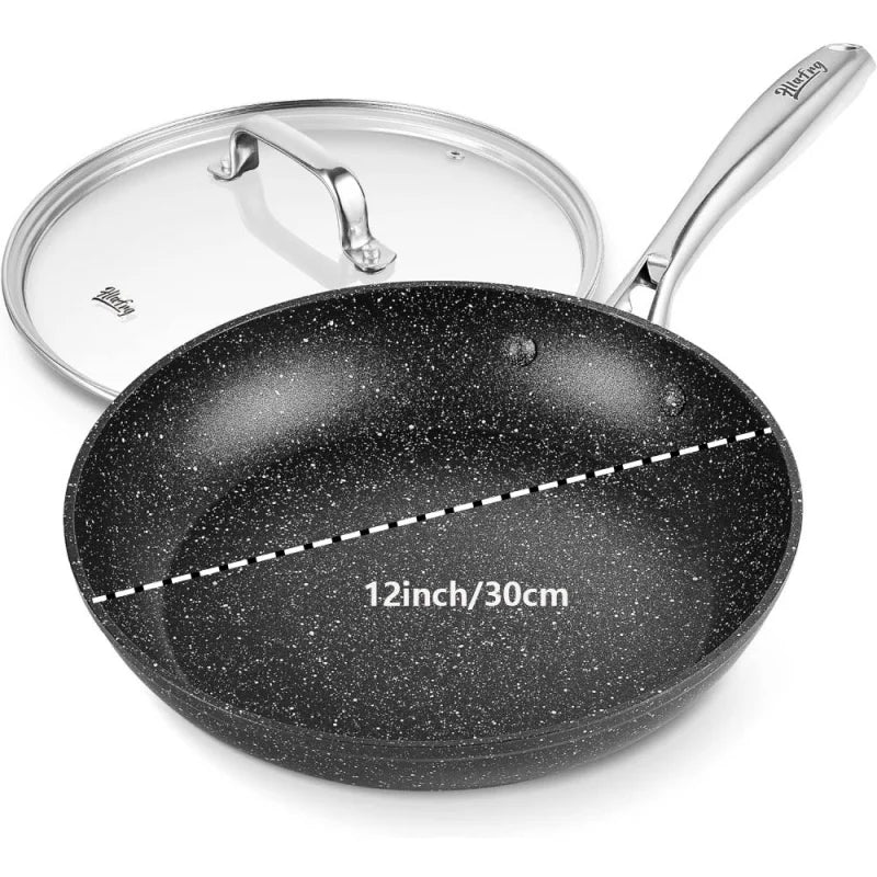 مقلاة غير لاصقة بغطاء ومقبض معدني 🍳